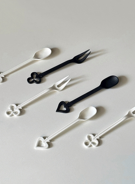 时常复古风陶瓷叉勺家用咖啡勺蛋糕勺雪糕勺甜品勺冰淇淋勺水果叉