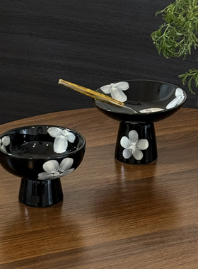 时常小众复古雪糕碗陶瓷高脚甜品碟家用零食点心装饰摆件收纳托盘