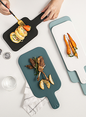 北欧盘子菜盘家用陶瓷创意长方形面包板托盘牛排盘西餐盘寿司盘