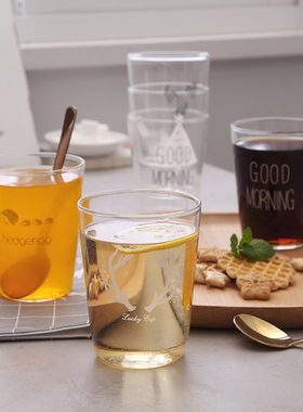 时常INS风玻璃杯GOODMORNING早安杯果汁杯随手杯早餐牛奶杯子