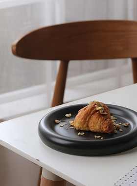 时常ins风创意西餐盘哑光陶瓷盘子菜盘家用牛排盘高级感胖胖盘