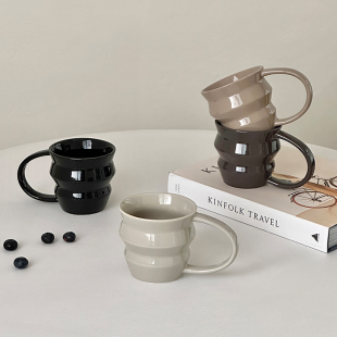 时常复古小众设计款 马克杯叠叠杯陶瓷杯子咖啡杯情侣水杯生日礼物