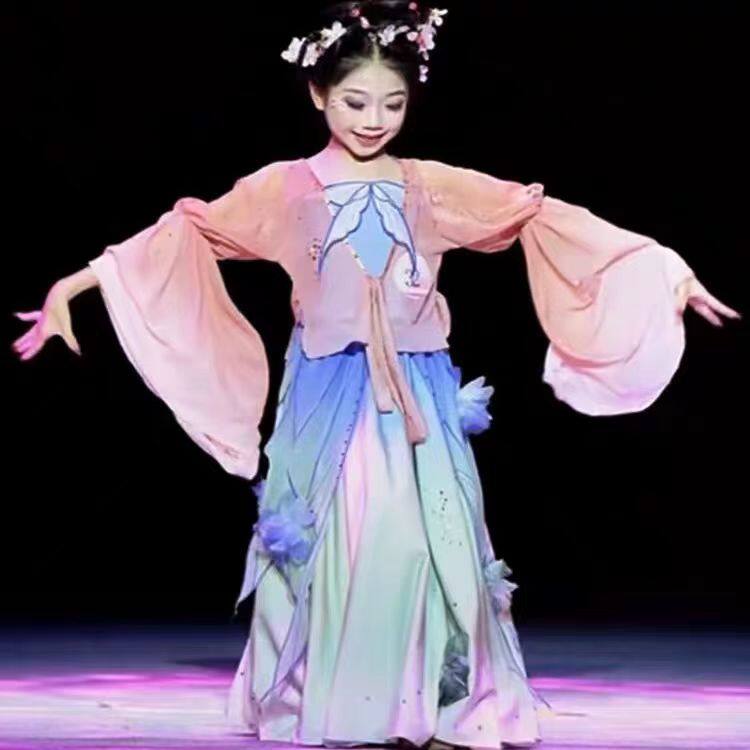 古典舞演出服儿童小豆苗同款花神飘逸纱衣上春山舞蹈服春颂表演服