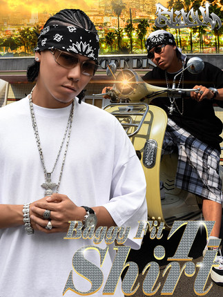 BLACUL HipHop过肘纯色白T恤男嘻哈说唱街舞光板圆领短袖宽松打底