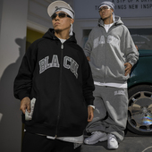 BLACUL字母卫衣男hiphop街头嘻哈街舞运动宽松肥大连帽开衫 外套秋