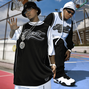 BLACUL刺绣篮球衣男背心夏美式 街头嘻哈街舞宽松肥大运动圆领无袖