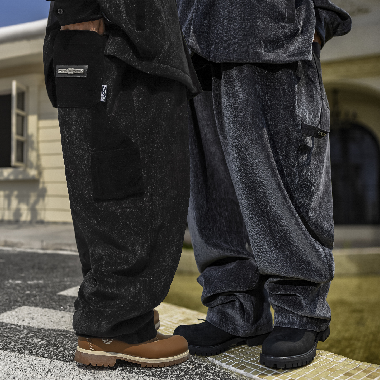 BLACUL拼接磨毛绒休闲裤