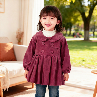 女宝宝灯芯绒罩衣优贝祥淑女