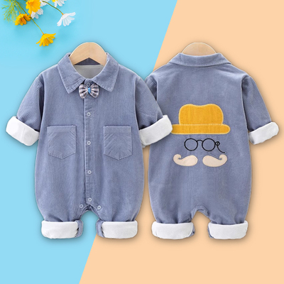 灯芯绒双层连体衣纯棉内衬