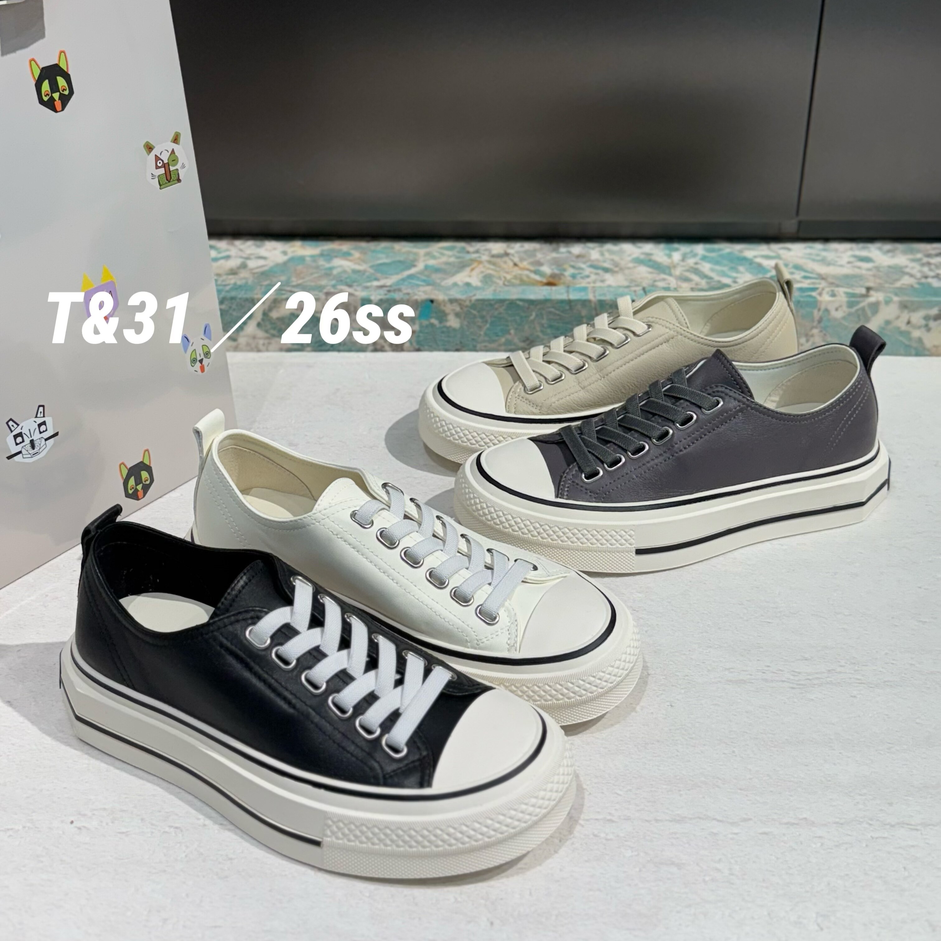 T31女鞋2026年春季新款欧货真皮一脚蹬休闲板鞋圆头厚底帆布鞋女