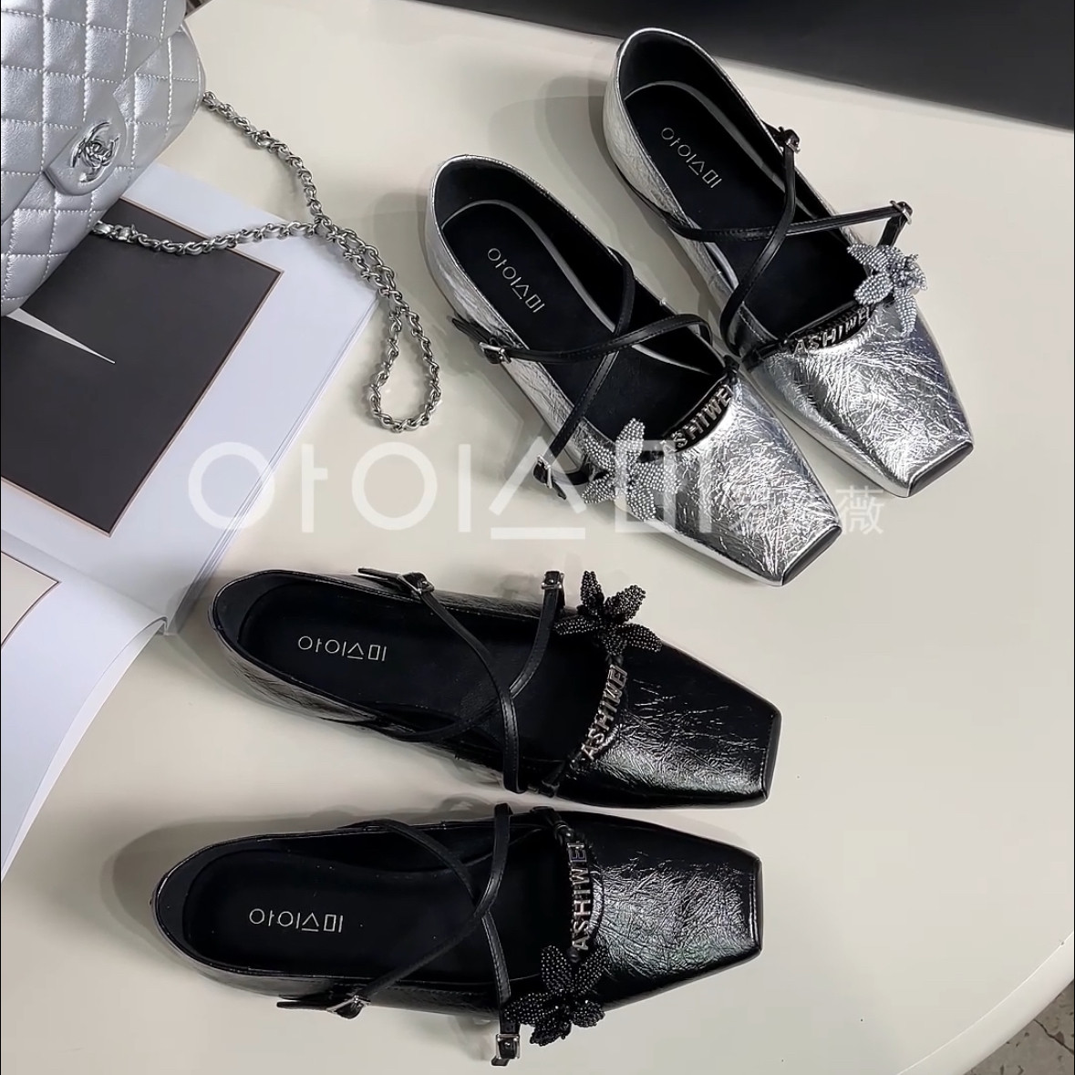 爱诗薇女鞋2026春季新款方头浅口单鞋女交叉扣带花朵芭蕾舞鞋单鞋,女鞋,浅口单鞋,淘宝优惠券,粉丝福利购,淘宝优惠卷