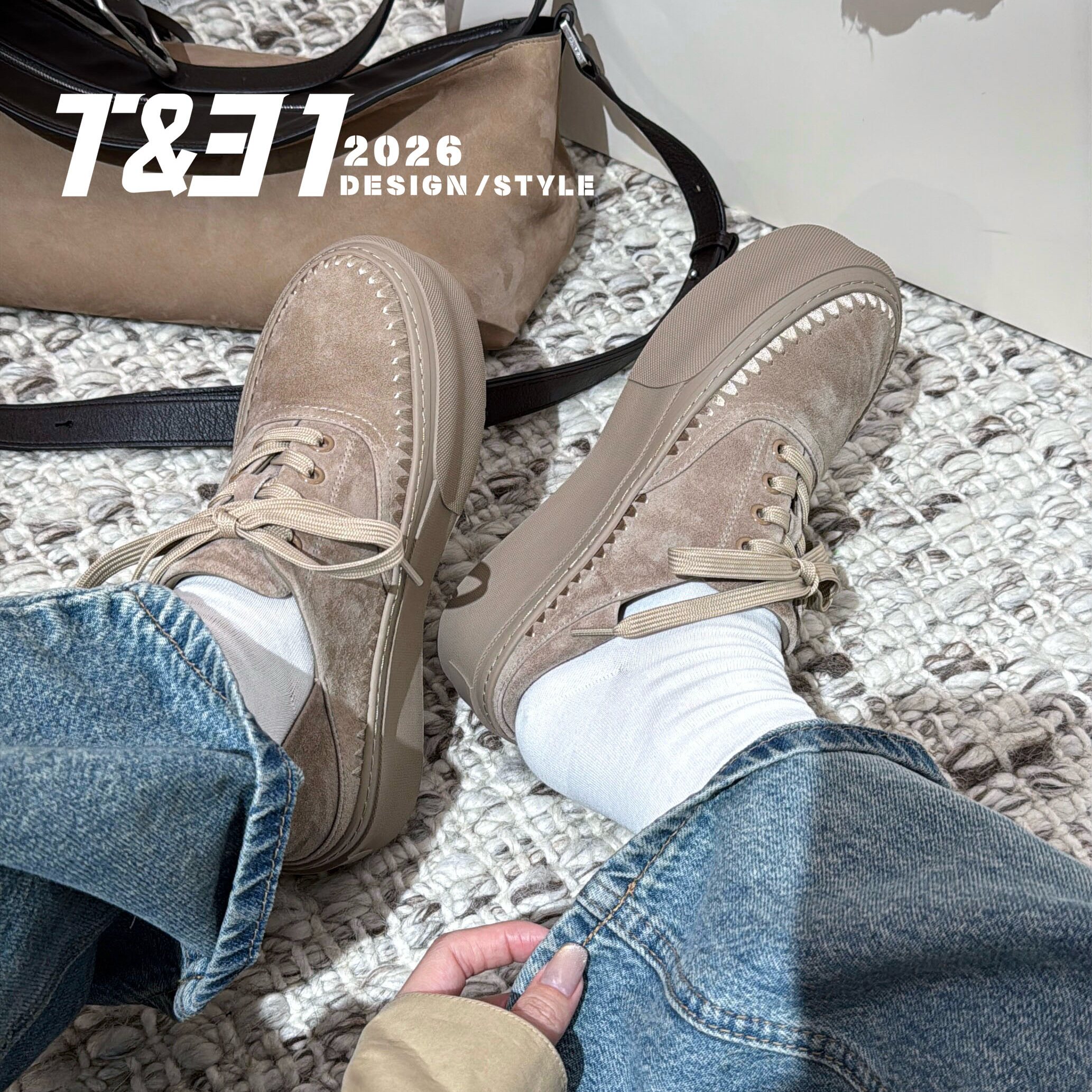 T31女鞋2026秋季新款厚底松糕休闲板鞋踩后跟两穿半拖复古穆勒鞋