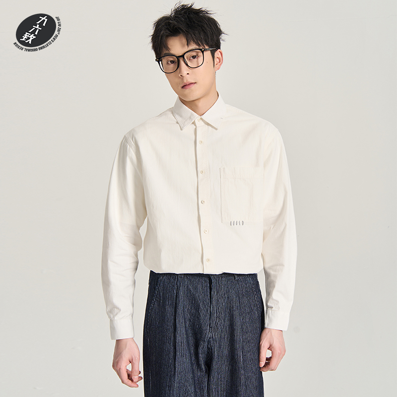 九六致300g竹节棉宽松通勤衬衫男