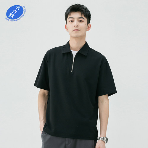 夏季拉链高级感男式POLO衫短袖