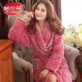 睡衣大码 男士 可外穿保暖三层珊瑚绒夹棉 加厚长款 帕兰朵睡袍女冬季