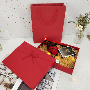 礼物盒高级感喜糖盒空盒子生日轻奢大红色睡衣丝巾小众风伴手礼盒