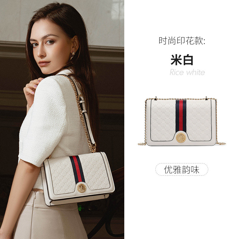 啄木鸟斜挎包女包包2021新款包包百搭单肩包女老花链条包小方包女