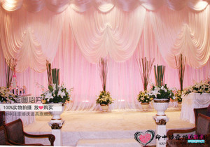 包邮新款婚庆背景纱幔舞台背景布曼酒店婚礼幕布冰绸沙曼