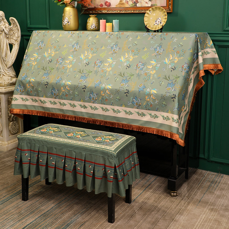 美式轻奢钢琴防尘罩高端钢琴盖布北欧风通用钢琴防尘盖巾琴凳套罩