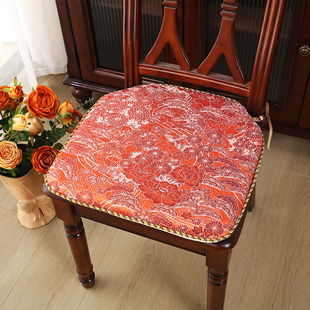 花韵染餐椅垫加厚海绵垫民族风中式实木椅子坐垫美式轻奢椅垫套罩