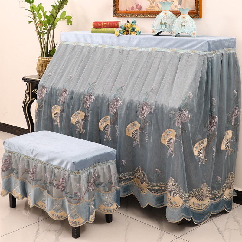 新中式钢琴防尘罩高端大气复古钢琴布盖布立式钢琴全罩钢琴套轻奢