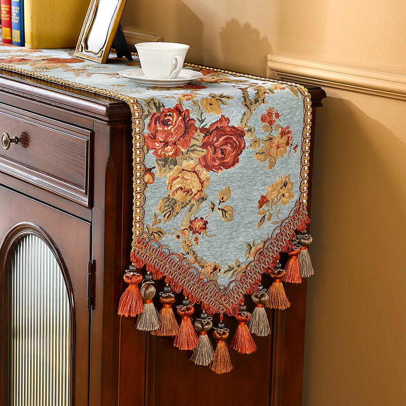 桌旗美式复古田园欧式高档奢华餐桌布长条装饰电视柜茶几边柜盖布,居家布艺,桌旗,淘宝优惠券,粉丝福利购,淘宝优惠卷