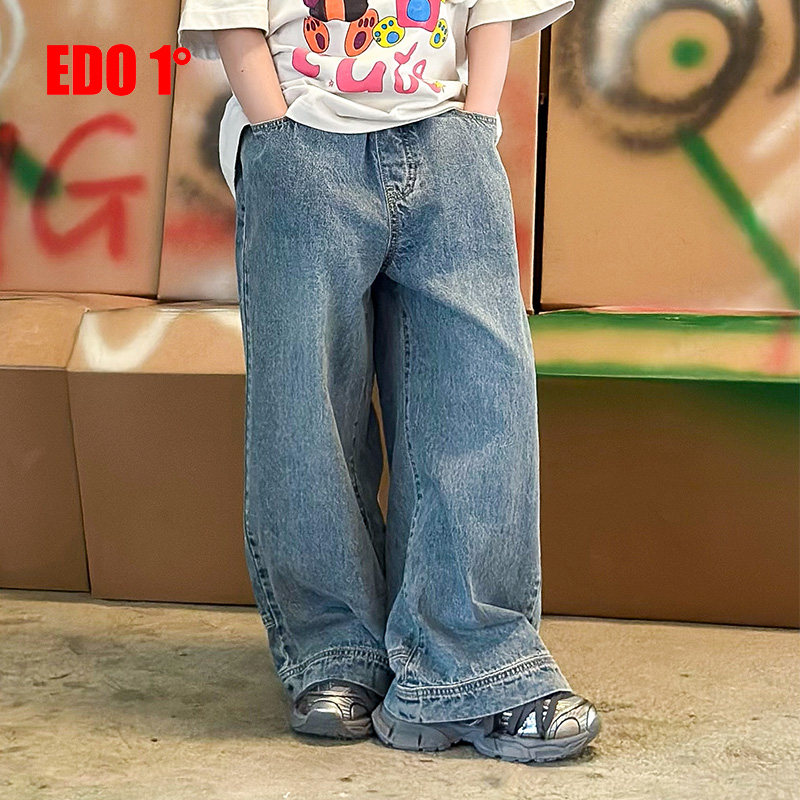 edo一度童装2025夏季新款男女童时尚休闲牛仔裤儿童直筒裤长裤