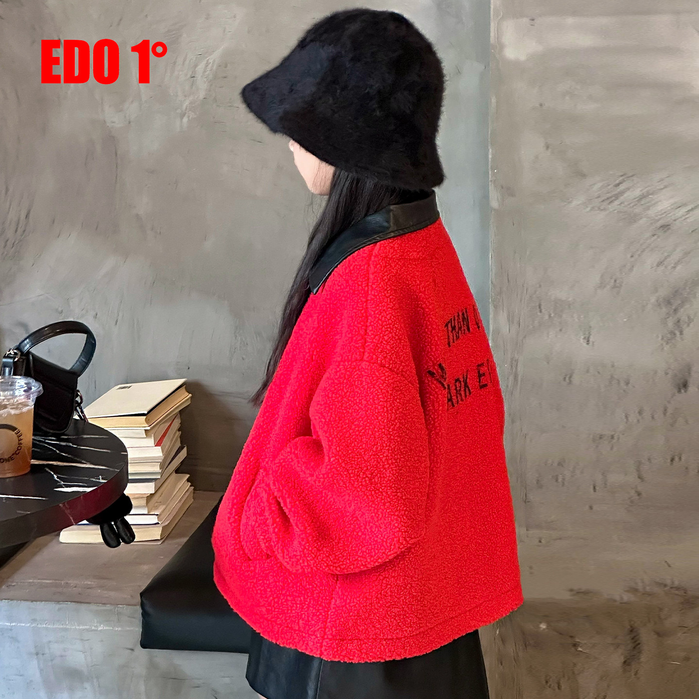 edo一度童装秋冬季翻领毛绒外套