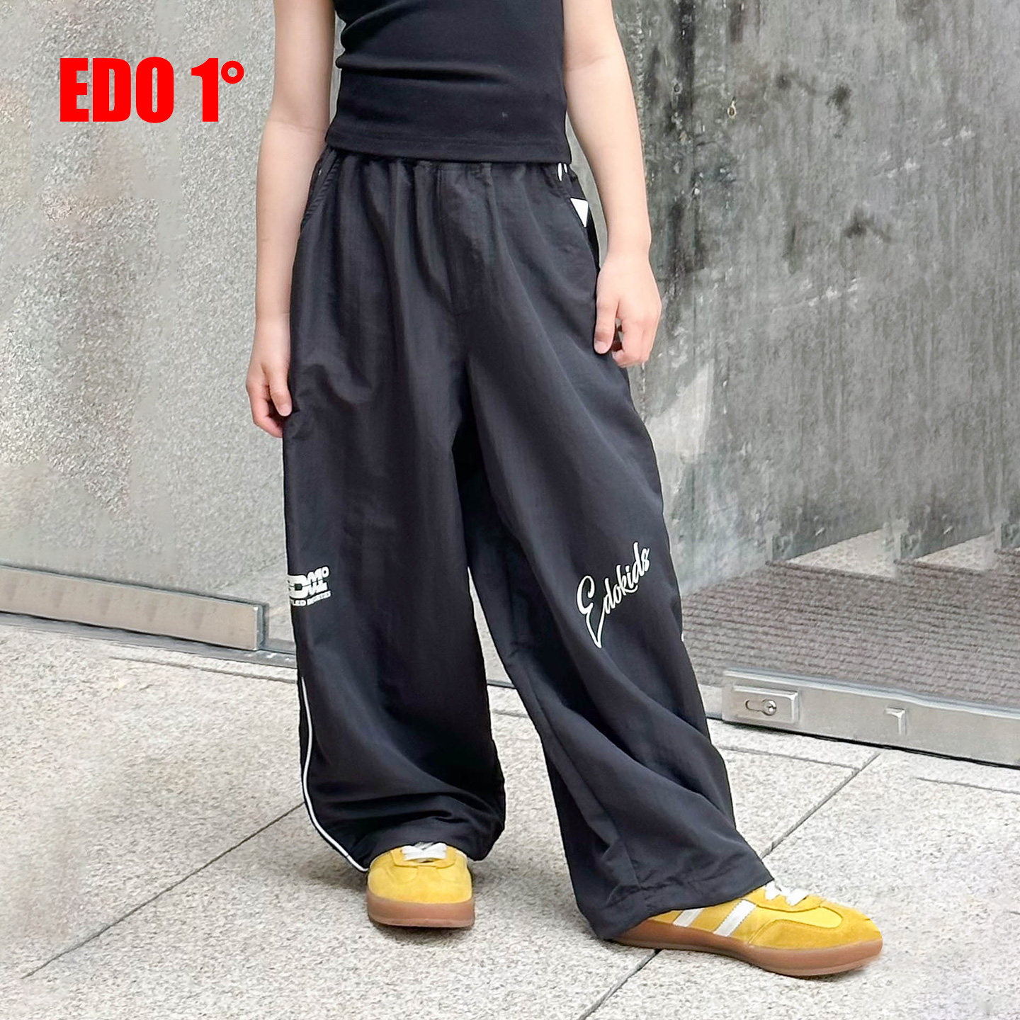 edo一度童装夏季新款男女童个性时尚阔腿裤儿童宽松直筒裤子