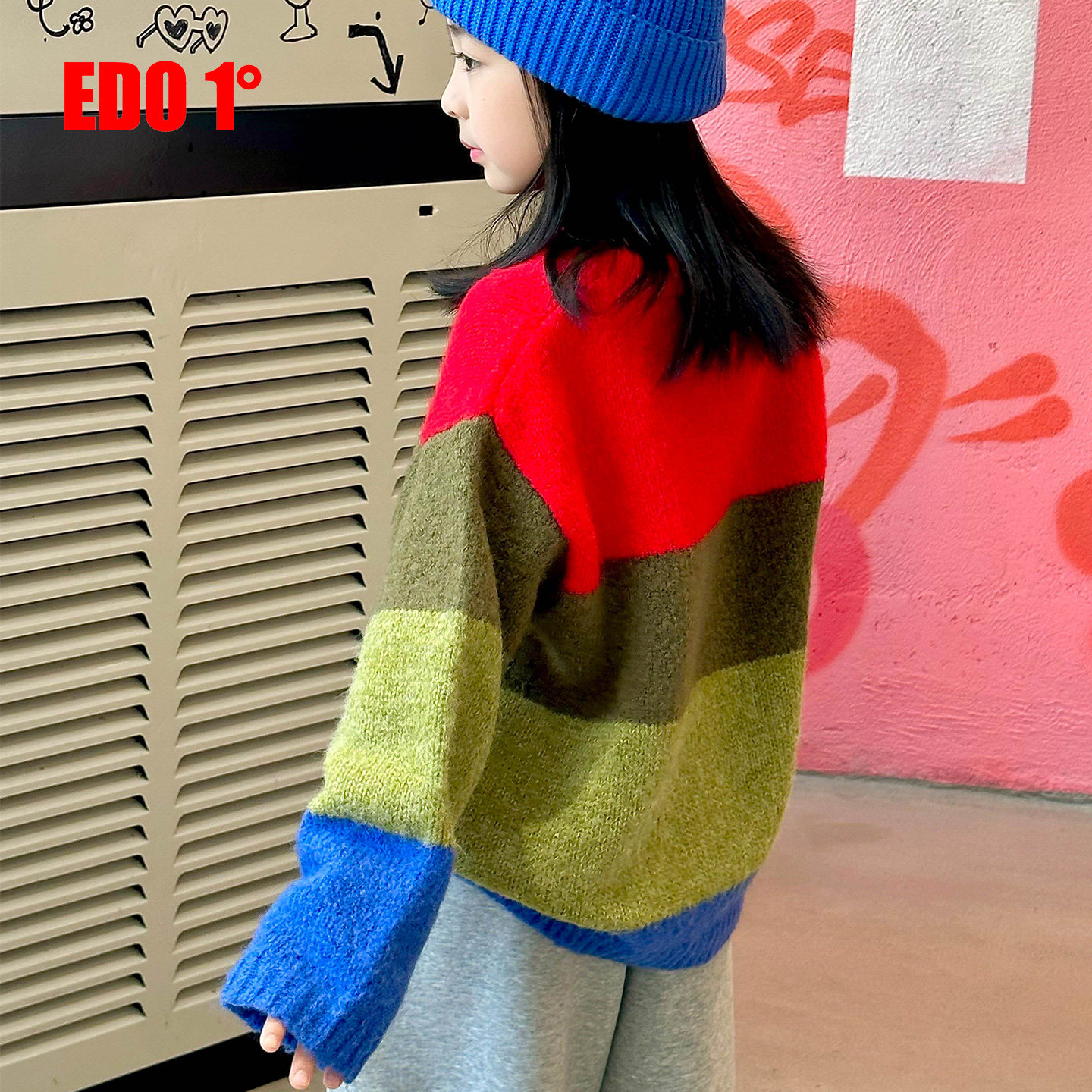 edo1一度童装25冬季新款多巴胺彩虹撞色毛衫宽松慵懒套头绵羊衫,童装/婴儿装/亲子装,毛衣/针织衫,淘宝优惠券,粉丝福利购,淘宝优惠卷