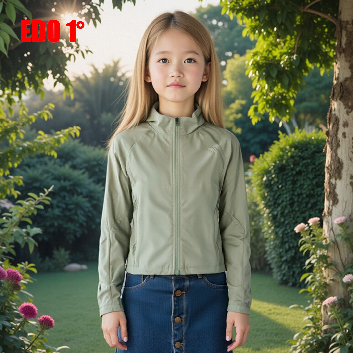 edo一度童装2025春夏新款女童时尚立领薄外套儿童运动轻薄上衣