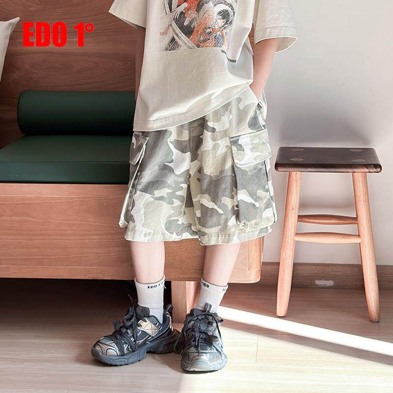 edo一度童装2025春夏新款男女童时尚休闲宽松工装裤儿童迷彩裤潮