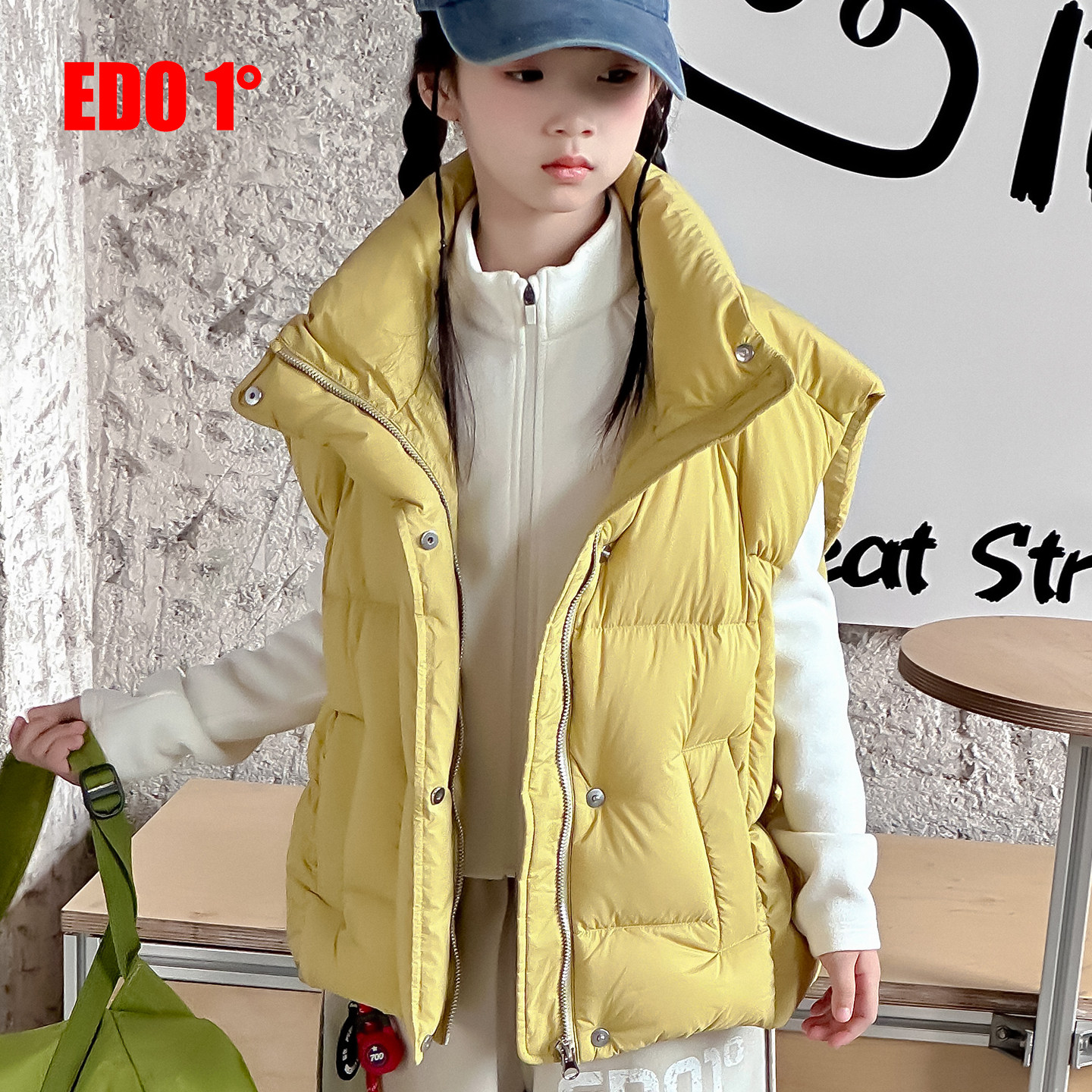 edo1一度童装25冬季新款男女童百搭羽绒马甲儿童保暖背心外套潮