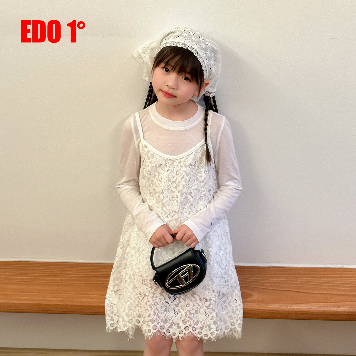 edo1一度童装26夏新款女童蕾丝两件套吊带连衣裙叠穿设计感裙子