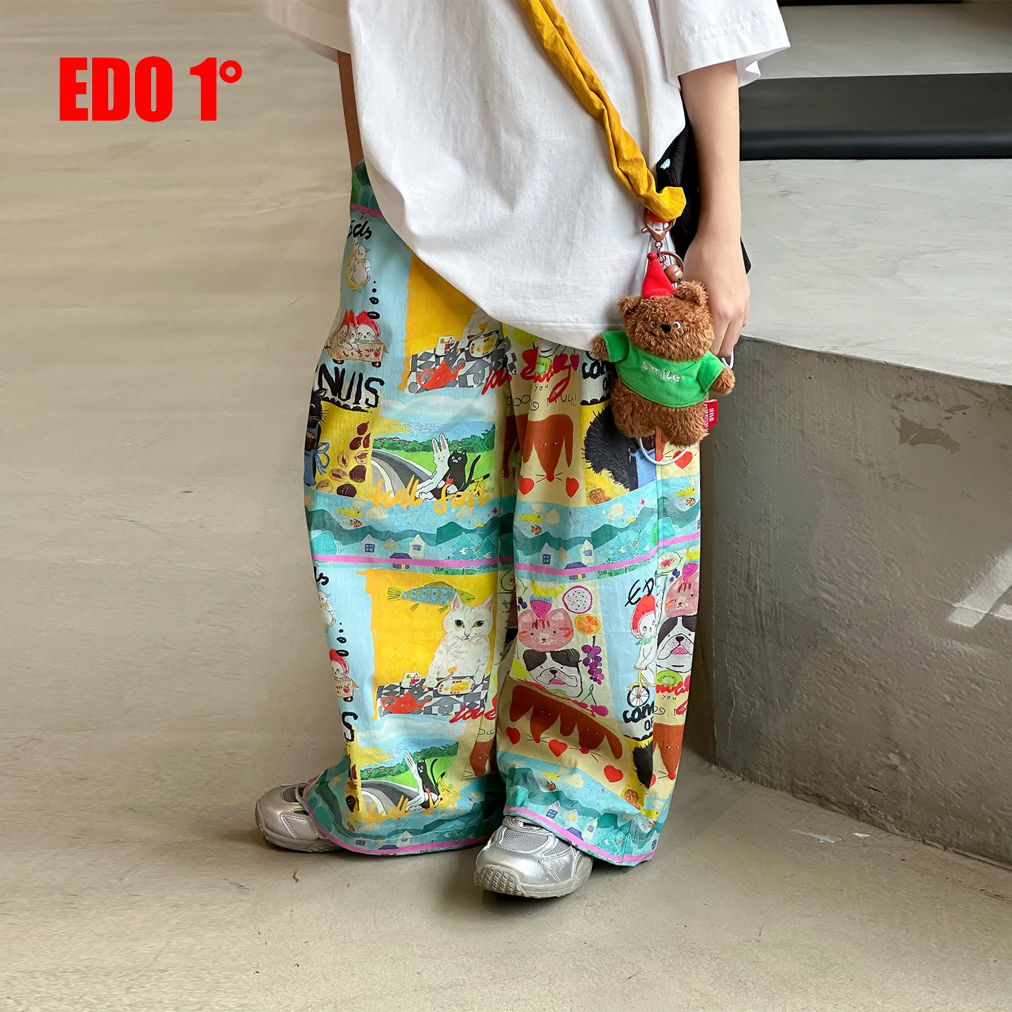 edo一度夏季女童卡通家居裤长裤
