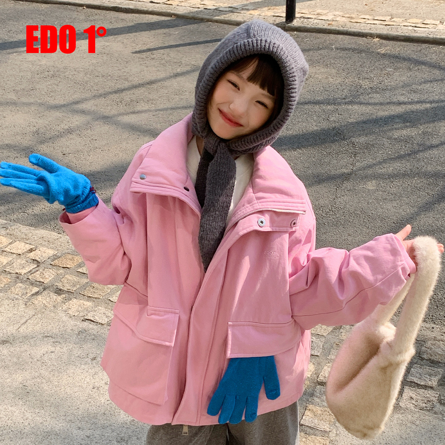 edo一度26冬季女童工装棉外套
