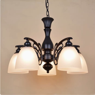 欧式 复古灯饰 铁艺吊灯简约田园客厅餐厅卧室书房楼梯间3568头美式