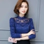 Mùa xuân 2019 mới và áo thun dài tay Hàn Quốc áo sơ mi nữ dày quần áo ấm phụ nữ cộng với áo len cashmere ren đáy - Cộng với kích thước quần áo áo sơ mi trắng nữ hàng hiệu
