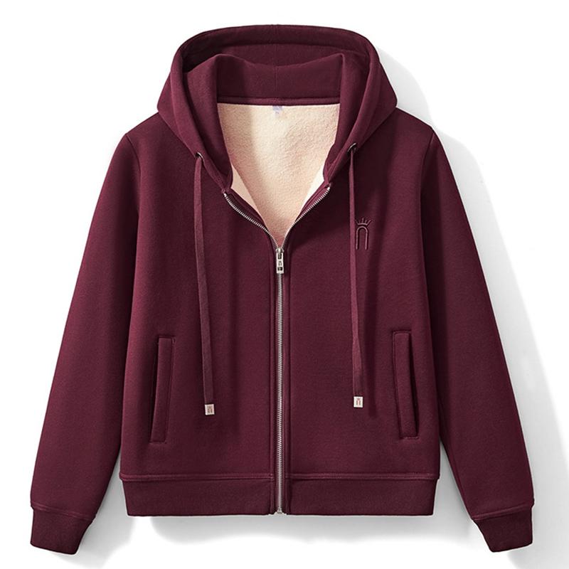 2024新款加绒连帽开衫拉链外套