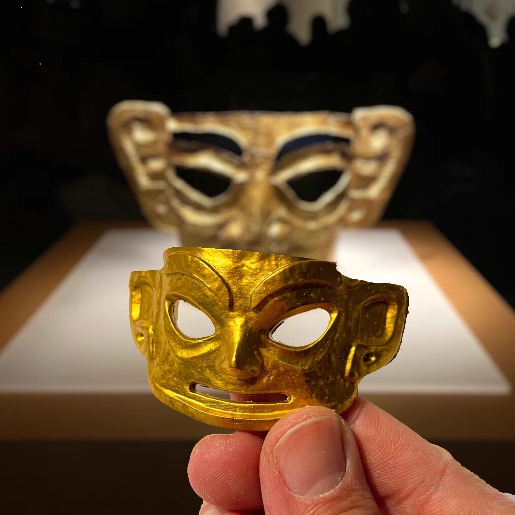 三星堆博物馆官方文创纪念品黄金面具冰箱贴礼物学生送你卡通同款