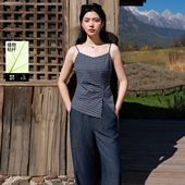 女装 2026春季 新款 若潮大码 格纹吊带小衫 内搭背心V领休闲胖MM