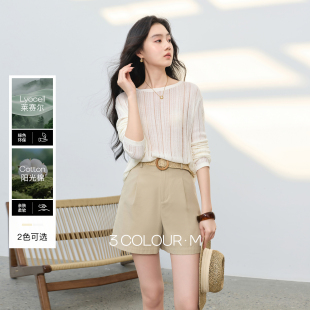 新款 宽松直筒裤 高腰收腰休闲裤 五分裤 显瘦百搭M 中裤 三彩2026春季