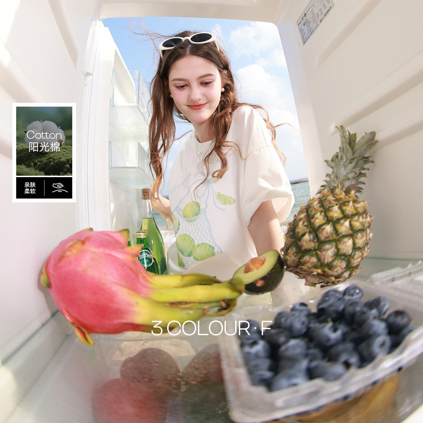 三彩独醒2026夏季新款小清新字母印花T恤宽松短袖套头衫上衣F