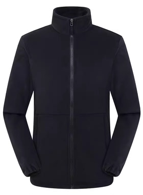 户外保暖抓绒衣男女摇粒绒防风透气秋冬加厚黑色外套开衫潮牌定制