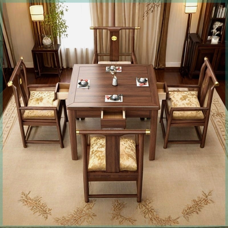 中式方桌八仙桌实木客厅棋牌多功能家用正方形小户型餐桌茶桌组合