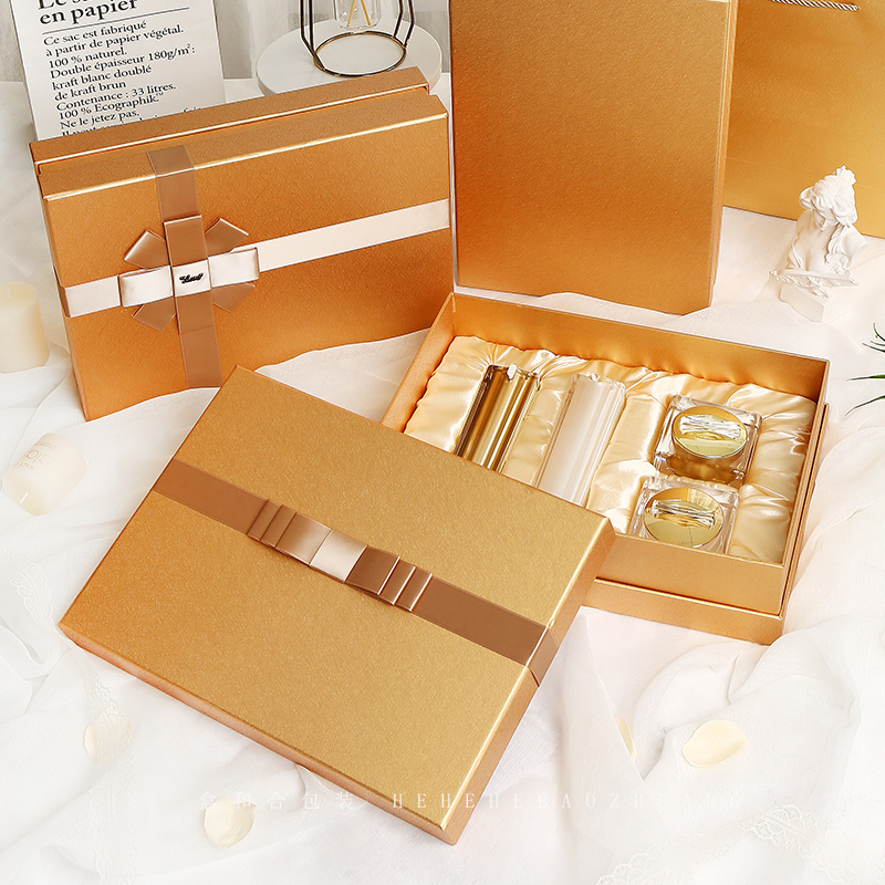 七夕高档印LOGOA4画框化妆品礼品盒礼物包装盒手提长方形礼盒红色