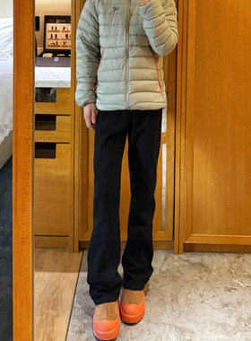 黑牛巴黎bootcut黑色宽松微喇牛仔裤美式复古做旧显瘦直筒裤子男