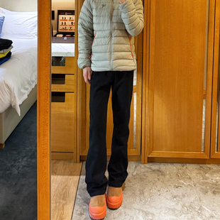 子男 复古做旧显瘦直筒裤 黑牛巴黎bootcut黑色宽松微喇牛仔裤 美式