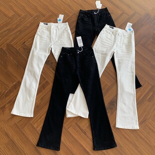 美式高街vibe风重磅水洗黑白猫须vintage517版型微喇弹力牛仔裤男