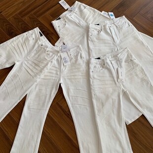 美式高弹力517白牛压皱猫须牛仔裤微喇Cleanfit修身显瘦长裤子男